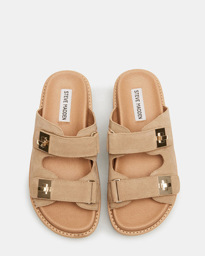 BIGSCHMONA Taupe Suede Women's Platform Slide Sandal - Steve Madden