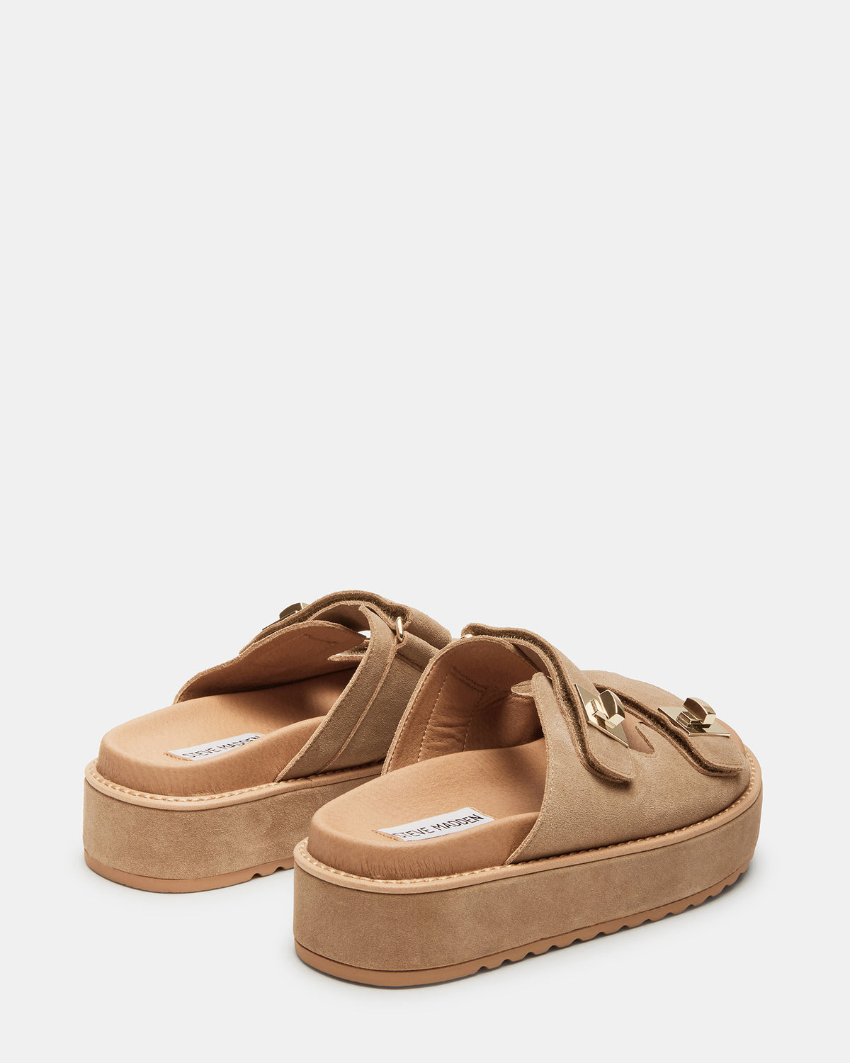 BIGSCHMONA Taupe Suede Women's Platform Slide Sandal - Steve Madden