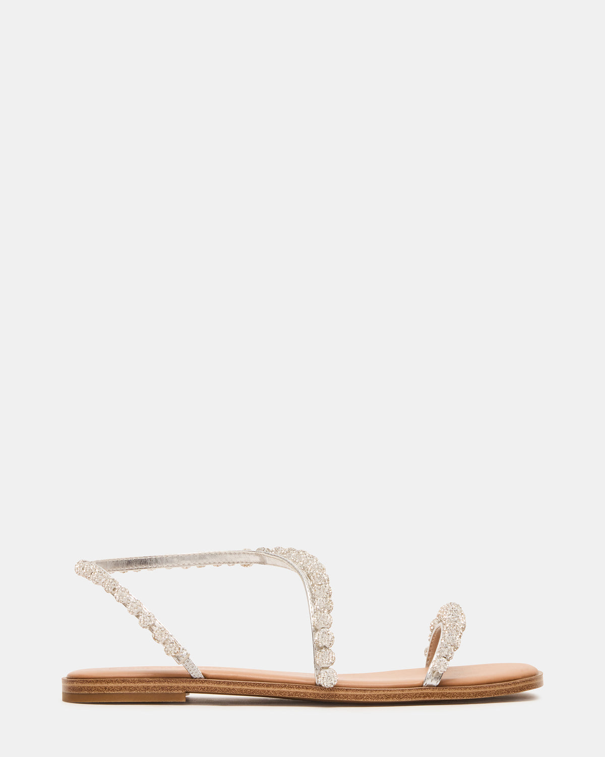 KINDRED Silver Multi Strappy Rhinestone Flat Women's Sandal - Steve Madden