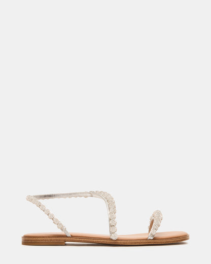 KINDRED Silver Multi Strappy Rhinestone Flat Women's Sandal - Steve Madden