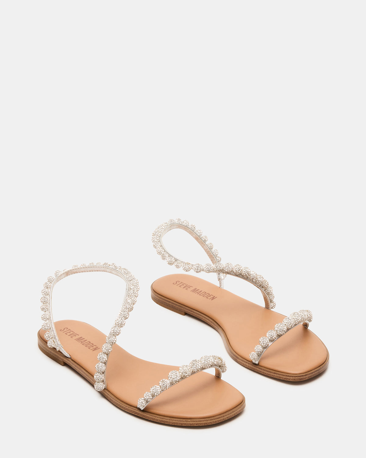 KINDRED Silver Multi Strappy Rhinestone Flat Women's Sandal - Steve Madden