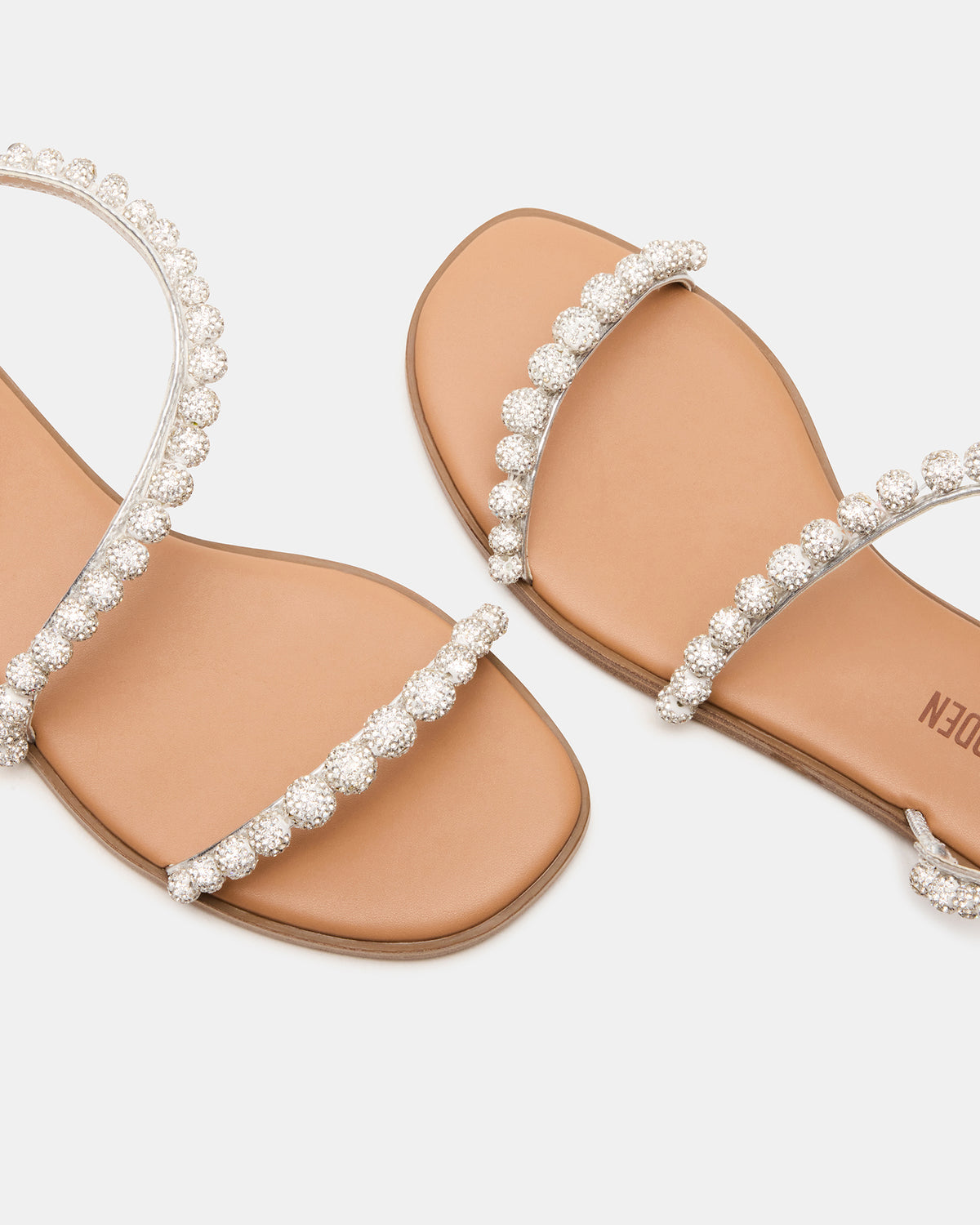 KINDRED Silver Multi Strappy Rhinestone Flat Women's Sandal - Steve Madden