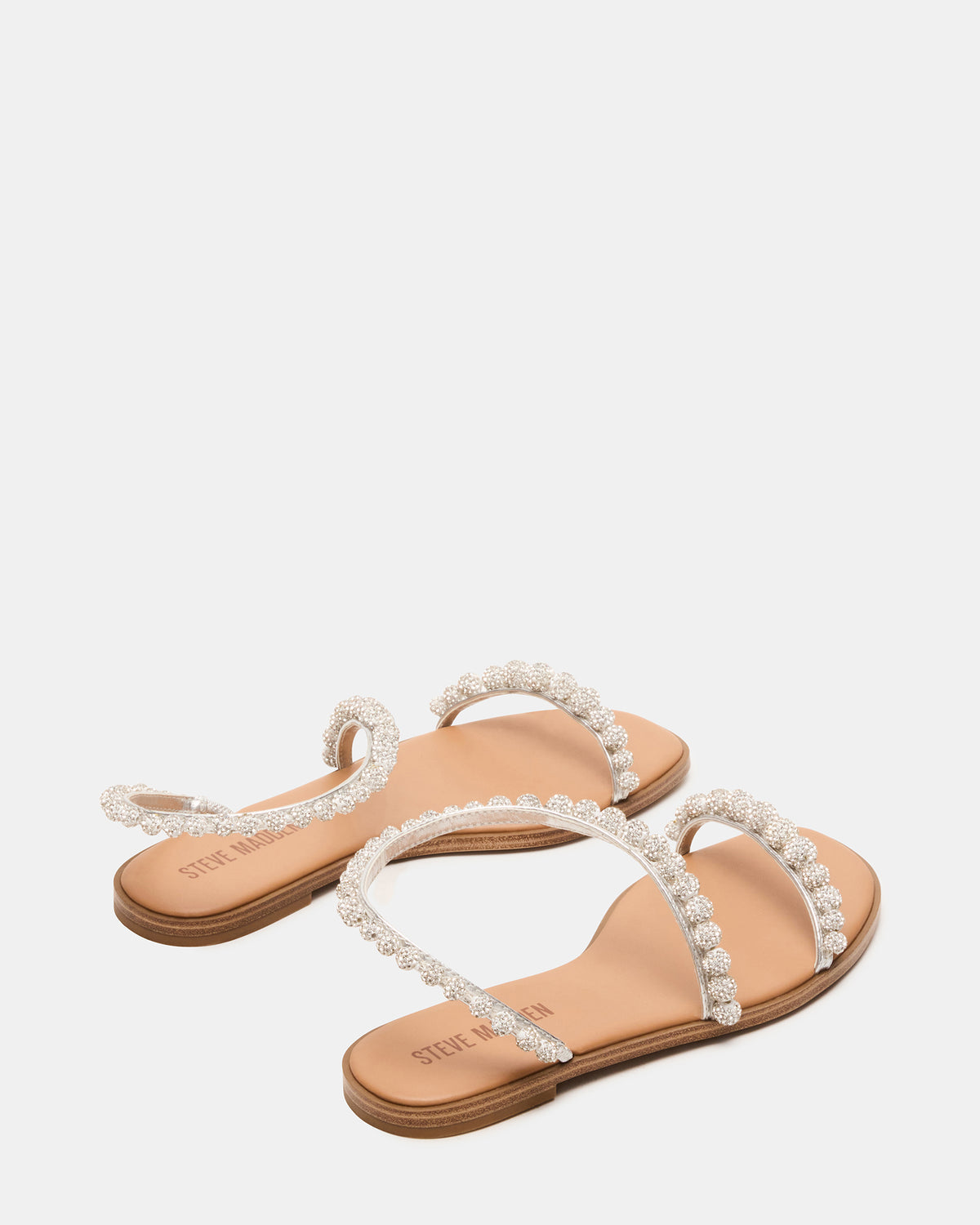 KINDRED Silver Multi Strappy Rhinestone Flat Women's Sandal - Steve Madden