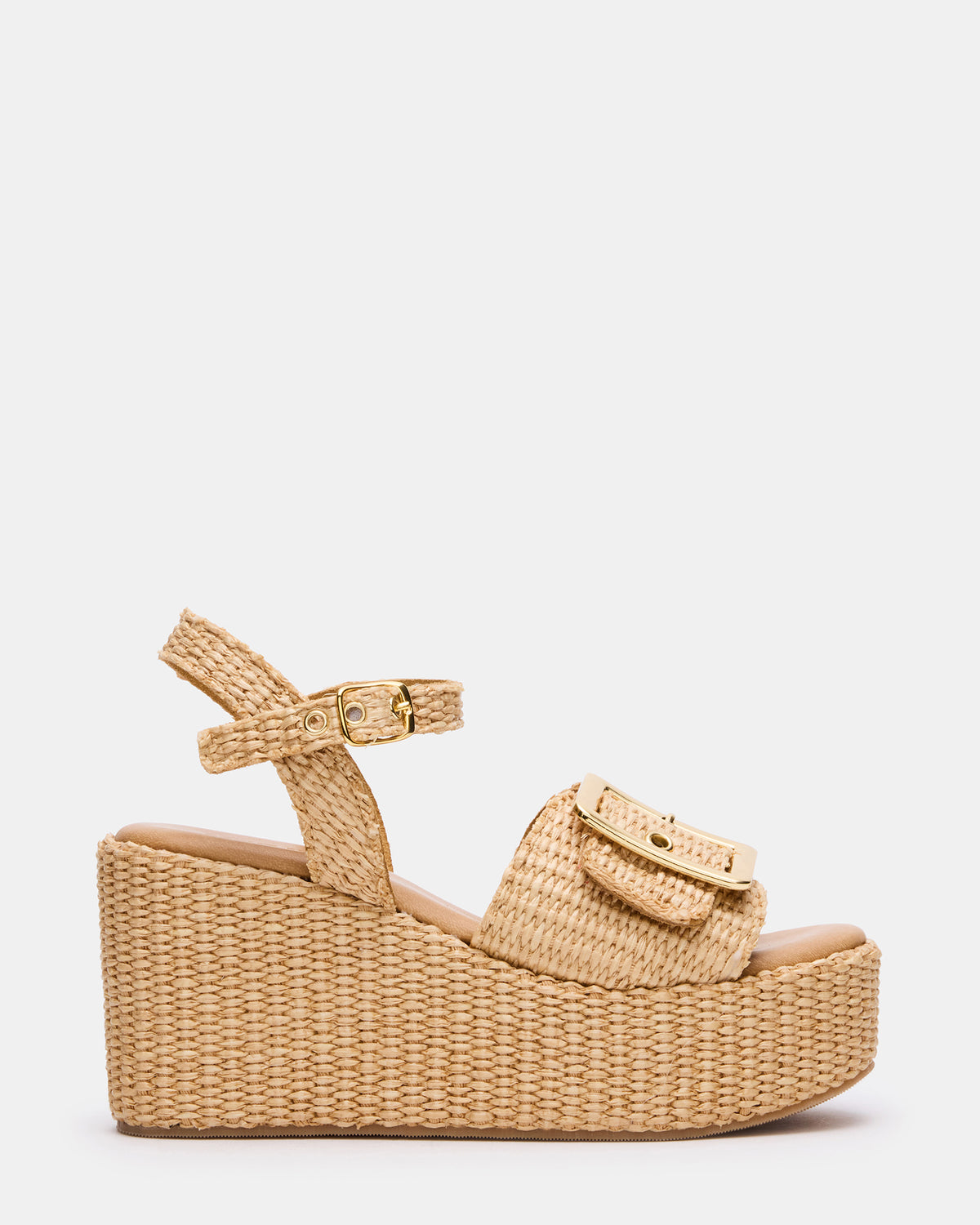 CIDER Natural Raffia Platform Wedge Women's Sandal - Steve Madden