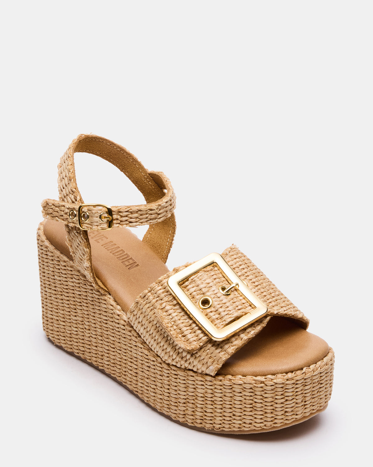 CIDER Natural Raffia Platform Wedge Women's Sandal - Steve Madden