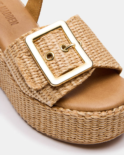 CIDER Natural Raffia Platform Wedge Women's Sandal - Steve Madden