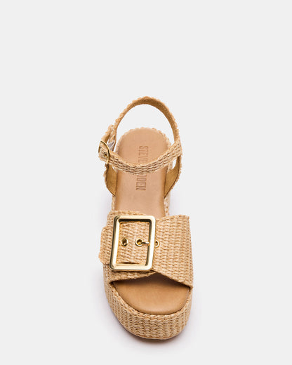 CIDER Natural Raffia Platform Wedge Women's Sandal - Steve Madden