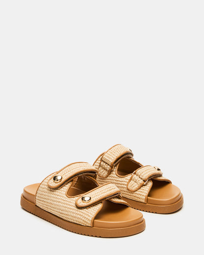 ATHENS Natural Raffia Slide Footbed Flatform Women's Sandal - Steve Madden