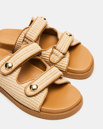 ATHENS Natural Raffia Slide Footbed Flatform Women's Sandal - Steve Madden