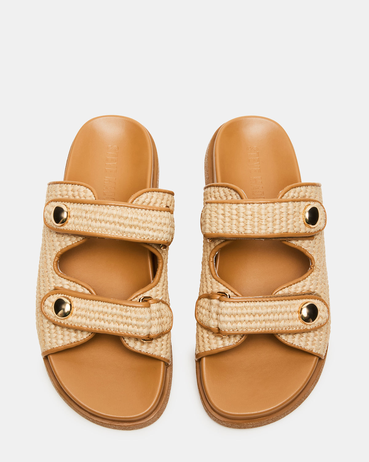ATHENS Natural Raffia Slide Footbed Flatform Women's Sandal - Steve Madden