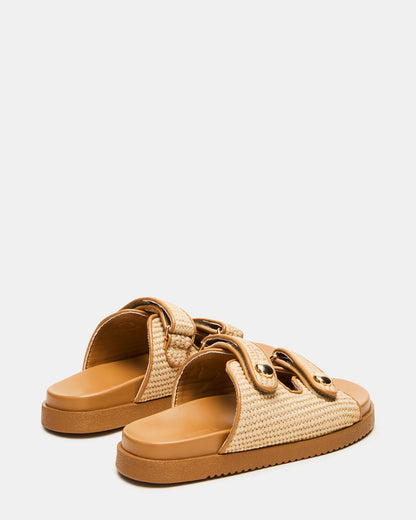ATHENS Natural Raffia Slide Footbed Flatform Women's Sandal - Steve Madden