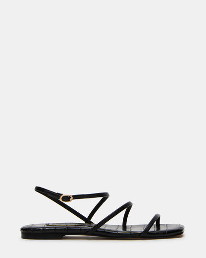TANGO Black Square-Toe Strappy Women's Sandal - Steve Madden