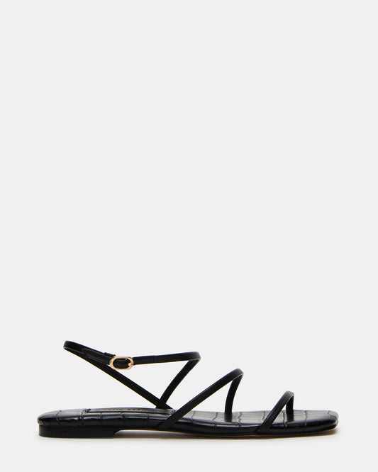 TANGO Black Square-Toe Strappy Women's Sandal - Steve Madden