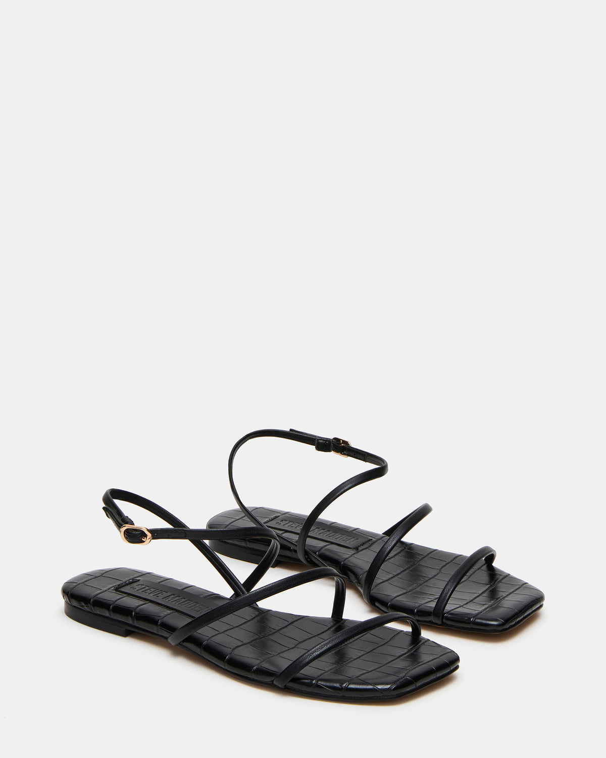 TANGO Black Square-Toe Strappy Women's Sandal - Steve Madden