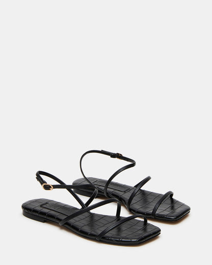 TANGO Black Square-Toe Strappy Women's Sandal - Steve Madden