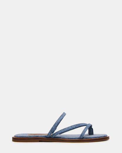 ELLERY Denim Fabric Strappy Thong Slide Women's Sandal - Steve Madden