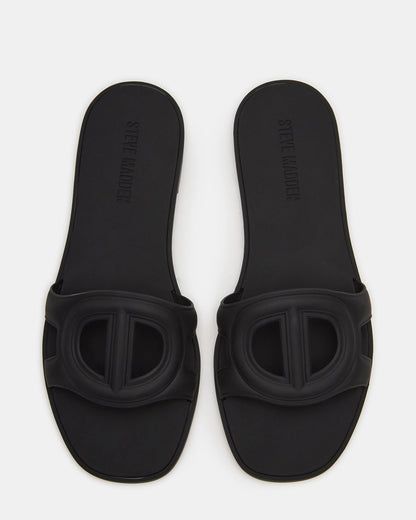JELLIE Black Women's Square Toe Slide Sandal - Steve Madden