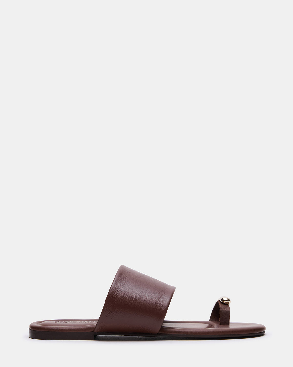 DECADENT Brown Leather Rounded-Toe Slide Women's Sandal - Steve Madden