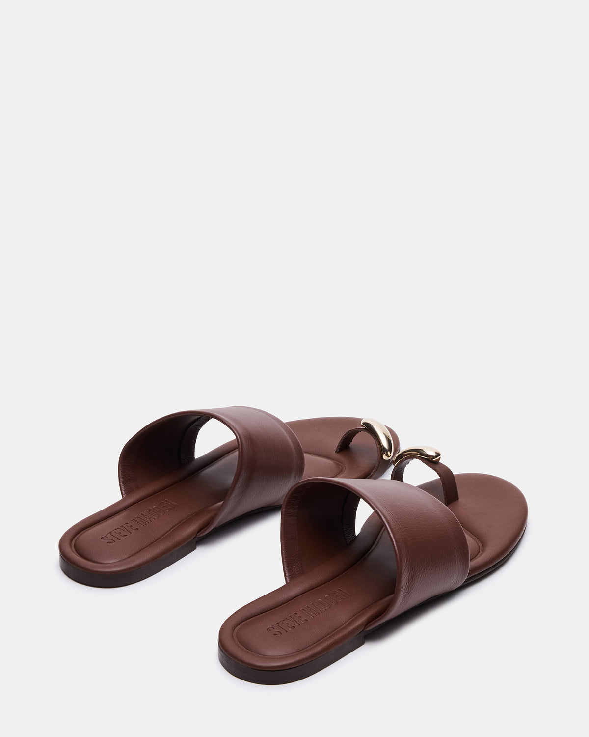 DECADENT Brown Leather Rounded-Toe Slide Women's Sandal - Steve Madden
