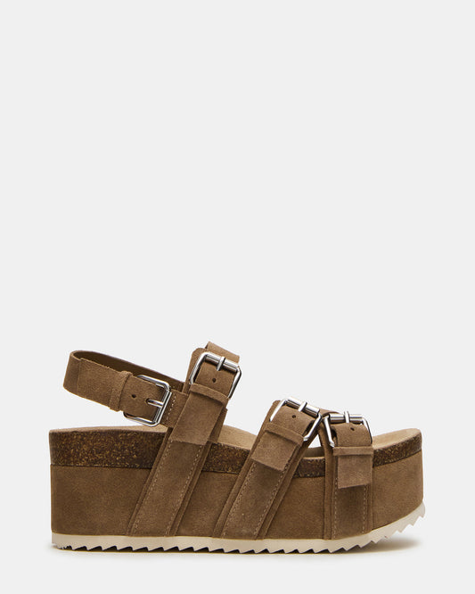 KIWI Taupe Suede Women's Strappy Platform Sandal - Steve Madden