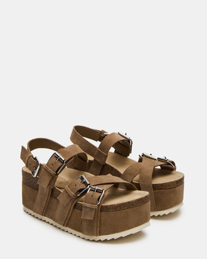 KIWI Taupe Suede Women's Strappy Platform Sandal - Steve Madden