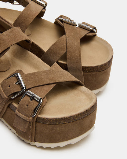 KIWI Taupe Suede Women's Strappy Platform Sandal - Steve Madden