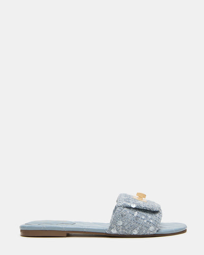 MORELAND Sequin Blue Quilted Slide Women's Sandal - Steve Madden