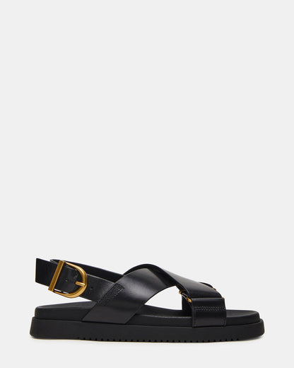 DONELLI Black Leather Strappy Footbed Women's Sandal - Steve Madden