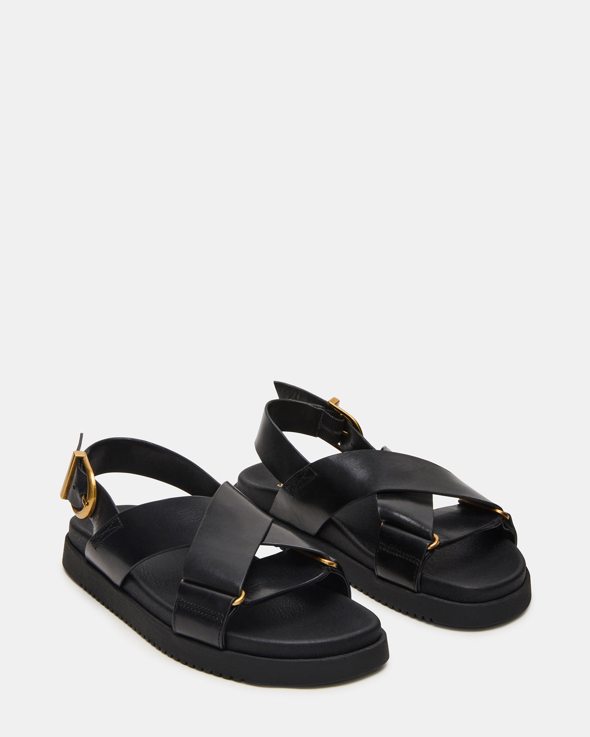 DONELLI Black Leather Strappy Footbed Women's Sandal - Steve Madden