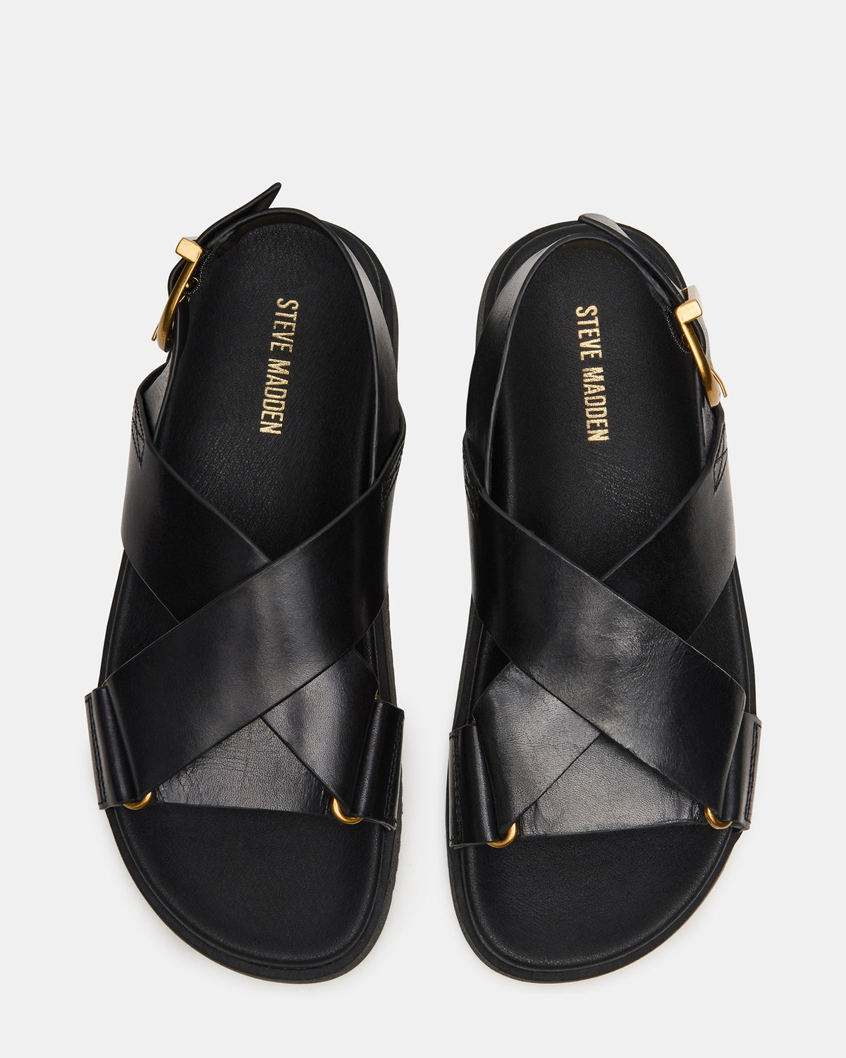 DONELLI Black Leather Strappy Footbed Women's Sandal - Steve Madden