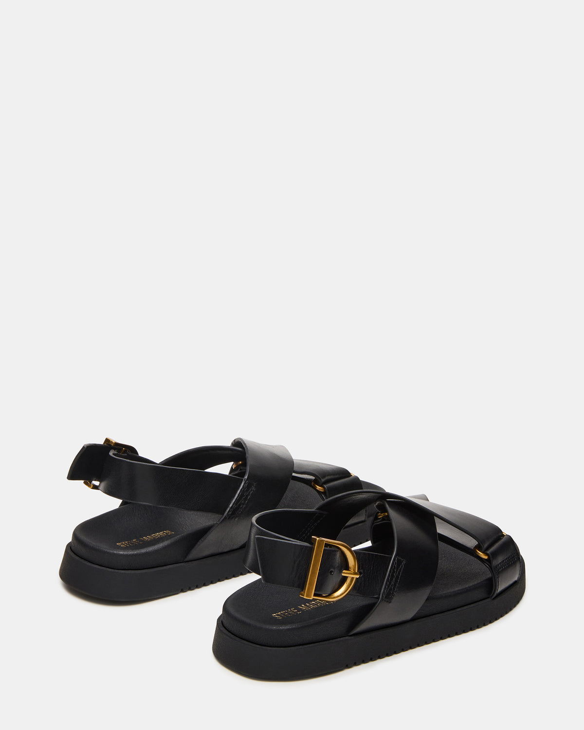 DONELLI Black Leather Strappy Footbed Women's Sandal - Steve Madden