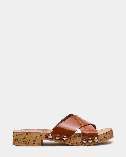 CANTLAY Camel Patent Studded Mule Slide Women's Sandal - Steve Madden