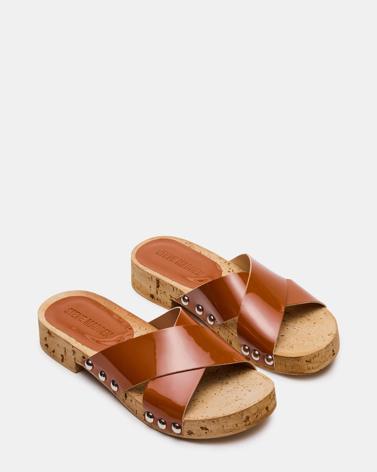 CANTLAY Camel Patent Studded Mule Slide Women's Sandal - Steve Madden