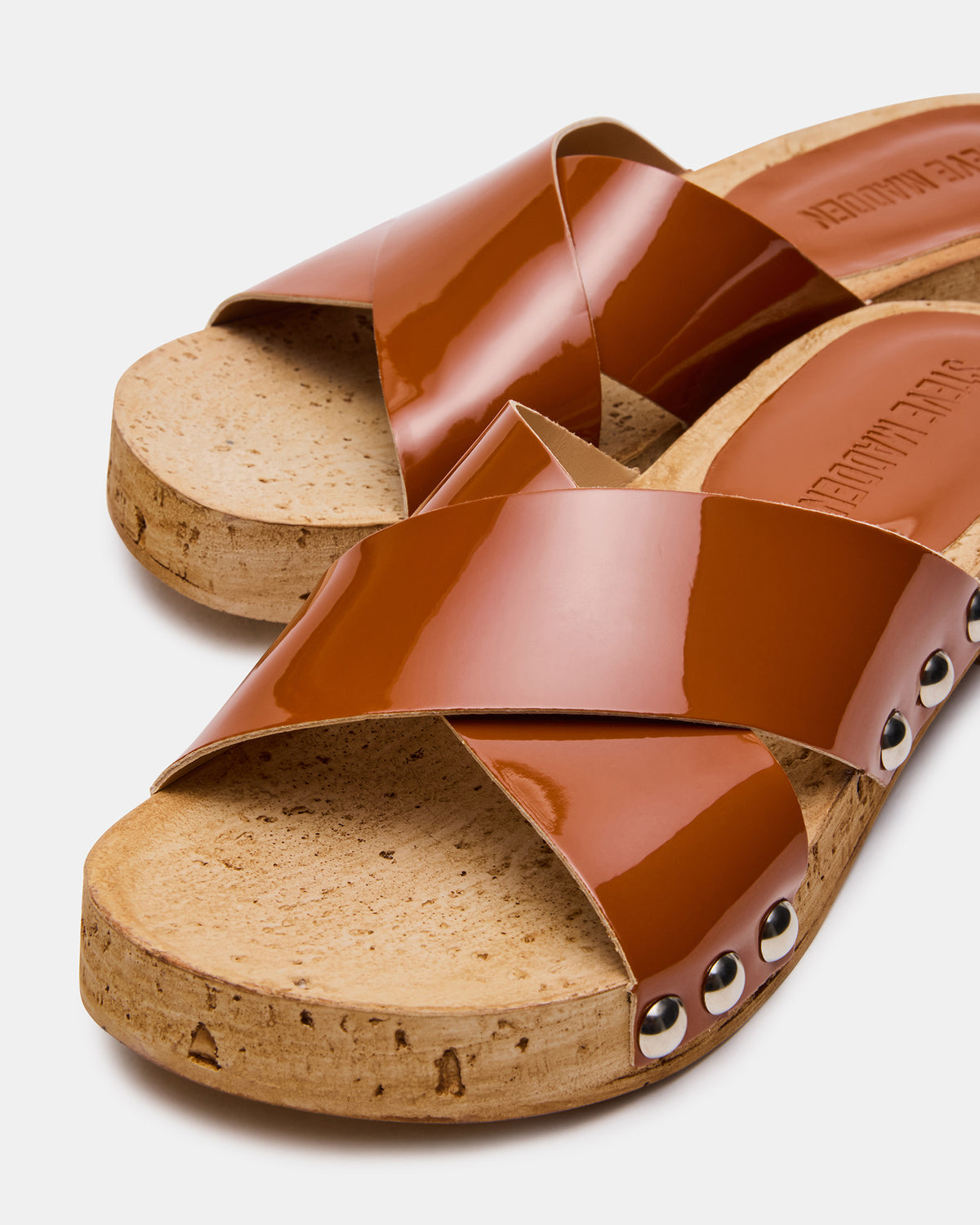 CANTLAY Camel Patent Studded Mule Slide Women's Sandal - Steve Madden