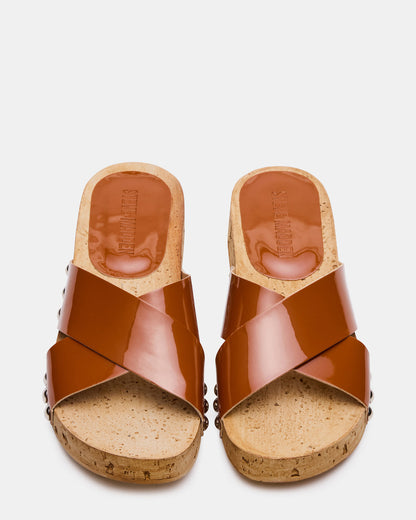 CANTLAY Camel Patent Studded Mule Slide Women's Sandal - Steve Madden