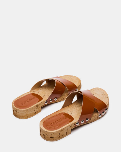 CANTLAY Camel Patent Studded Mule Slide Women's Sandal - Steve Madden