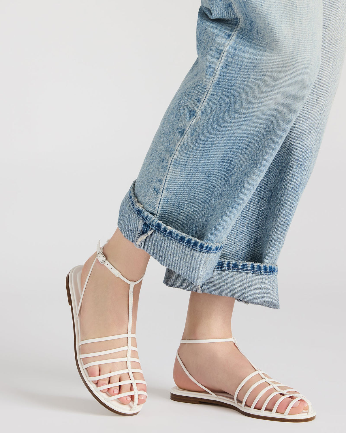 MARIN White Flat Strappy Fisherman Sandal - Steve Madden