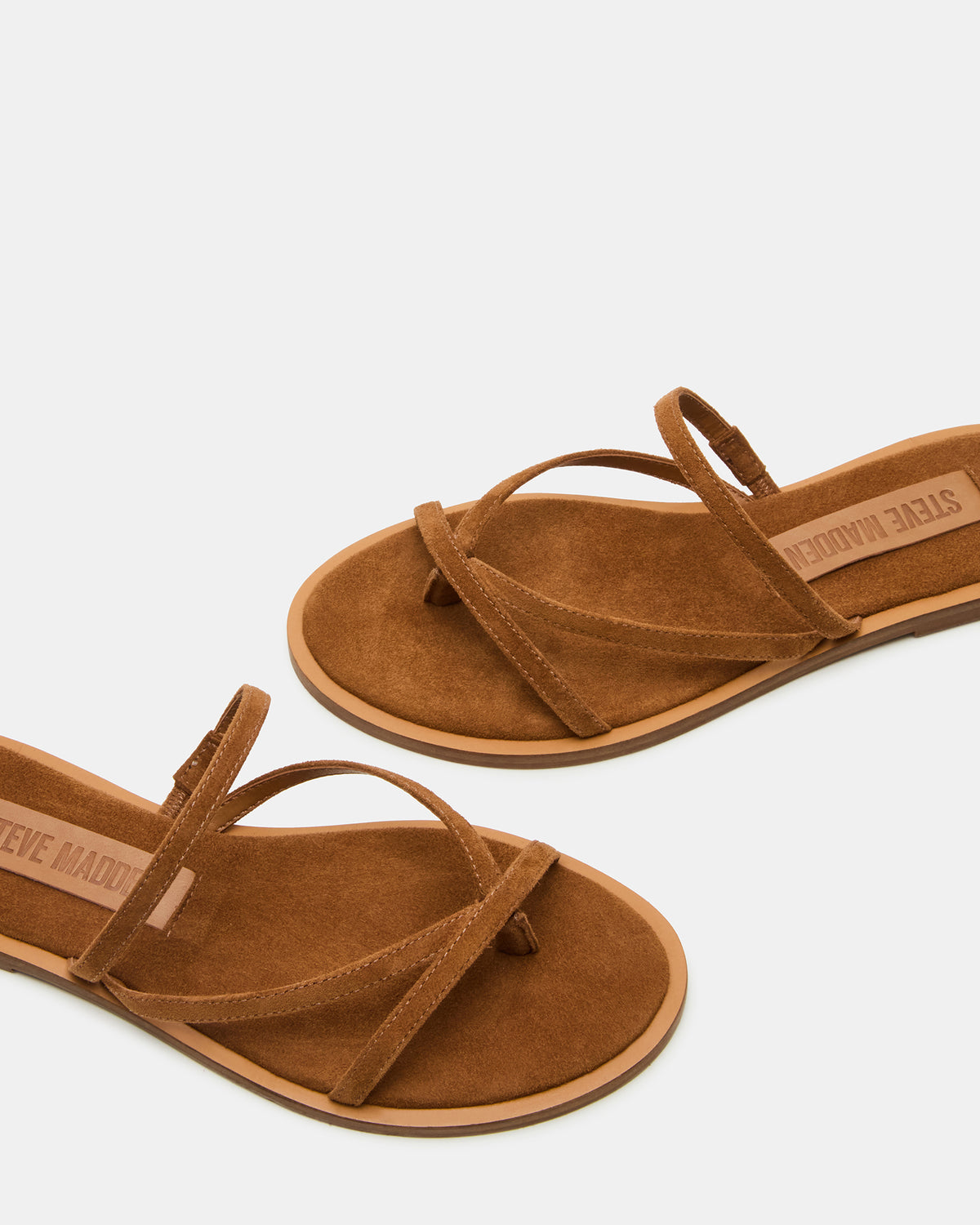 ELLERY Chestnut Suede Strappy Thong Slide Women's Sandal - Steve Madden