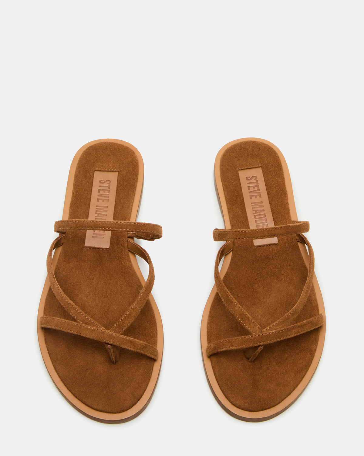 ELLERY Chestnut Suede Strappy Thong Slide Women's Sandal - Steve Madden