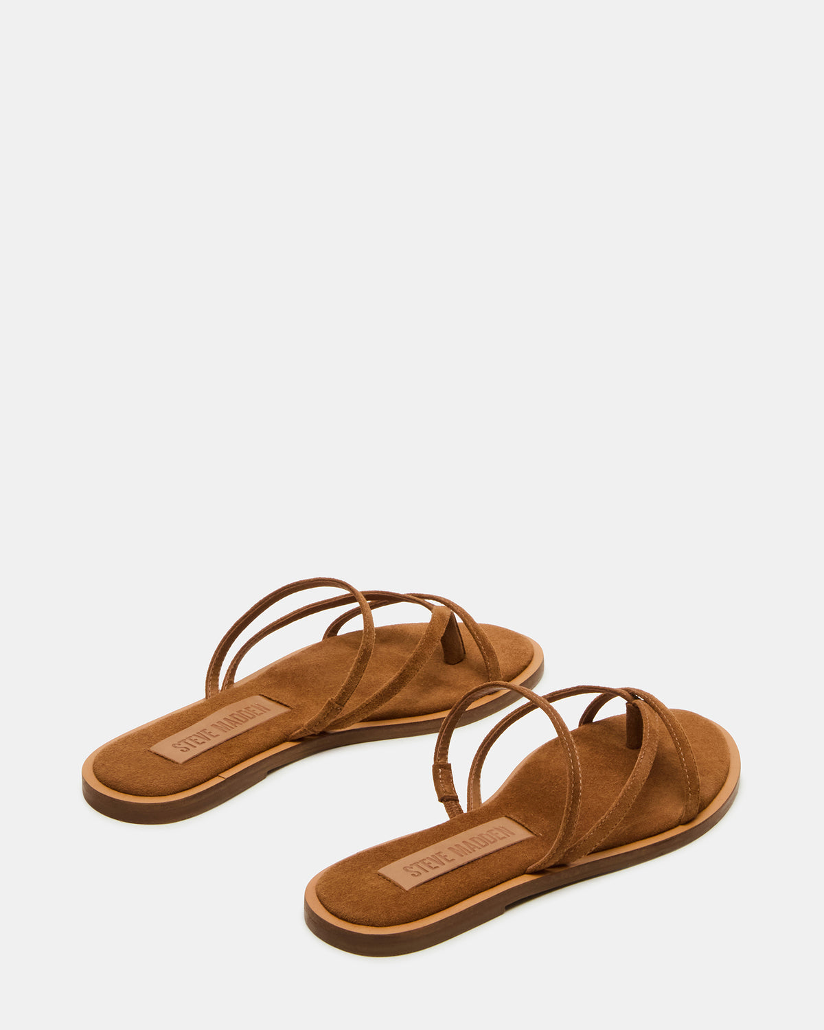 ELLERY Chestnut Suede Strappy Thong Slide Women's Sandal - Steve Madden