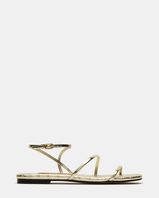 TANGO Gold Square-Toe Strappy Women's Sandal - Steve Madden