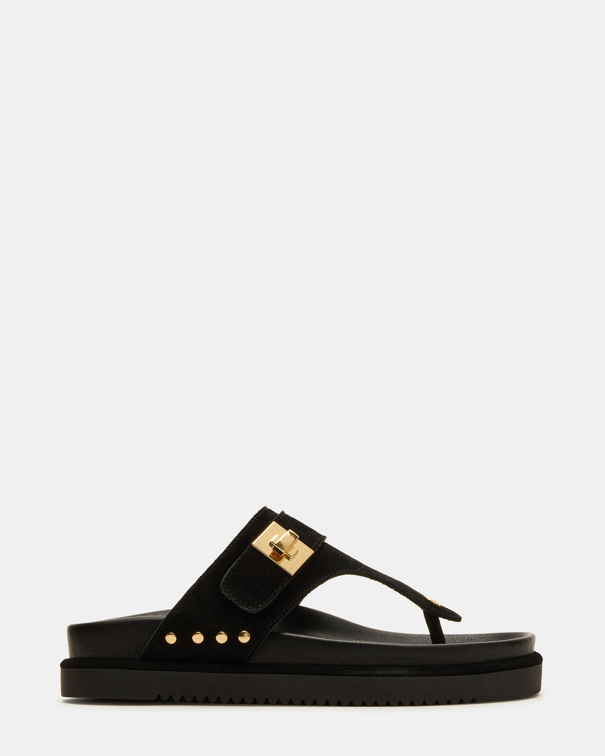 THONA Black Suede Women's Flatform Thong Sandal - Steve Madden