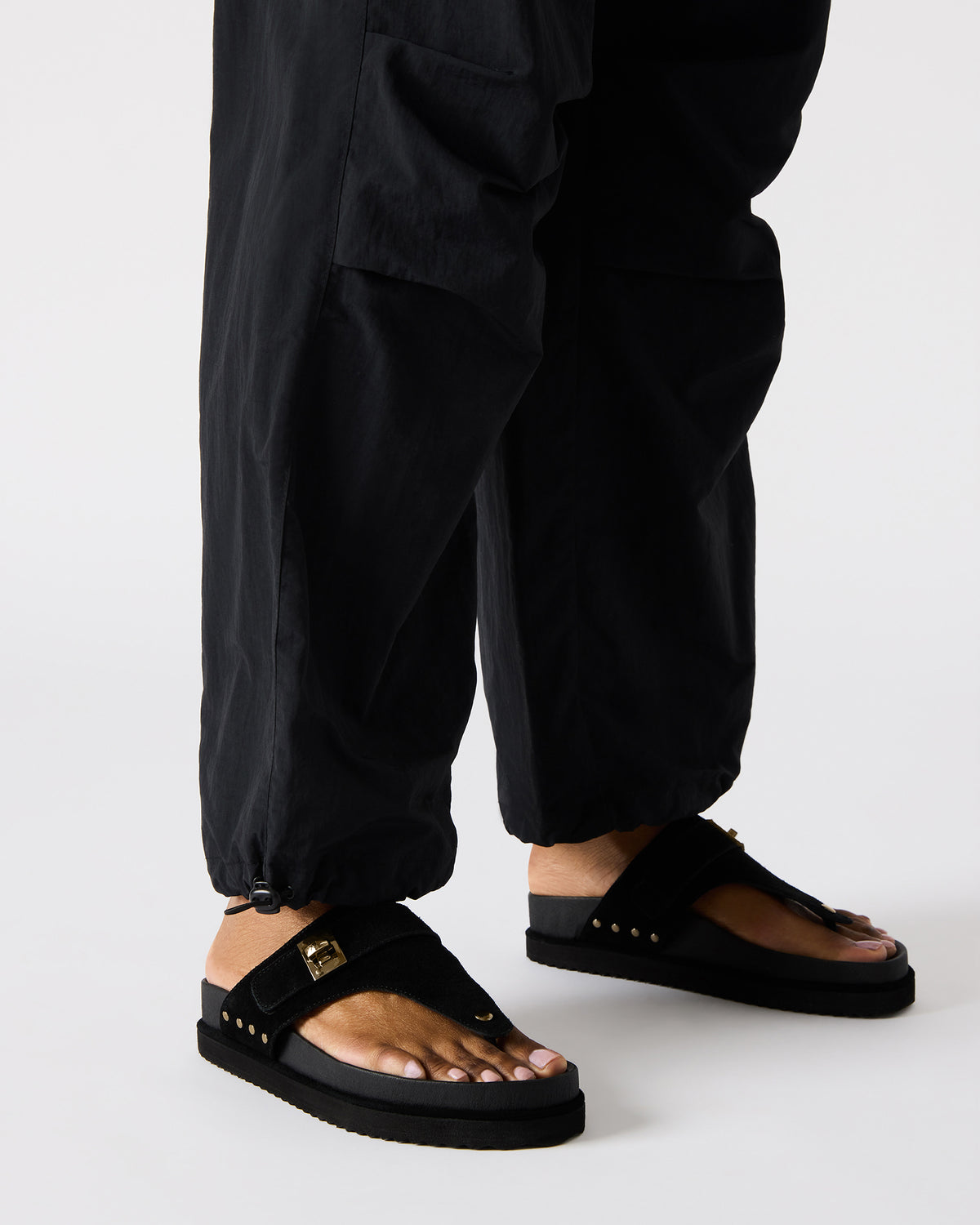 THONA Black Suede Women's Flatform Thong Sandal - Steve Madden