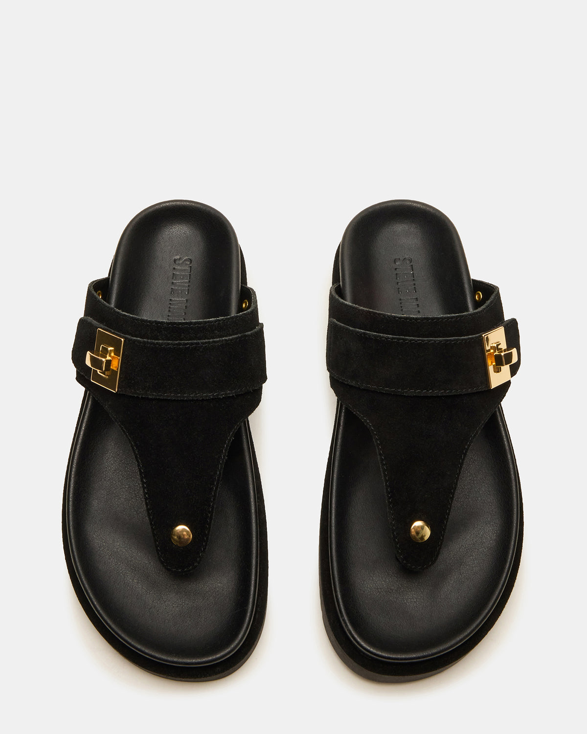 THONA Black Suede Women's Flatform Thong Sandal - Steve Madden