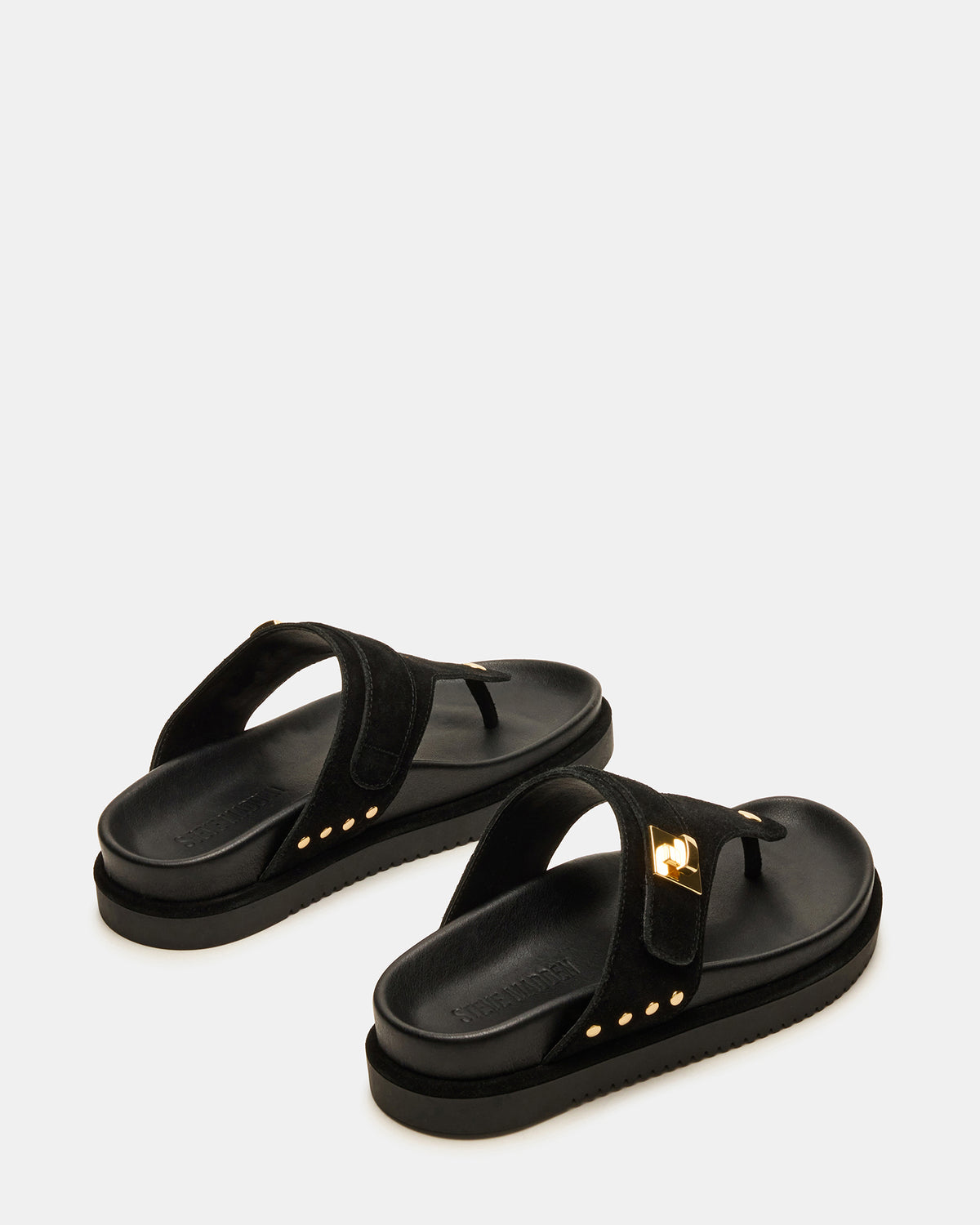 THONA Black Suede Women's Flatform Thong Sandal - Steve Madden