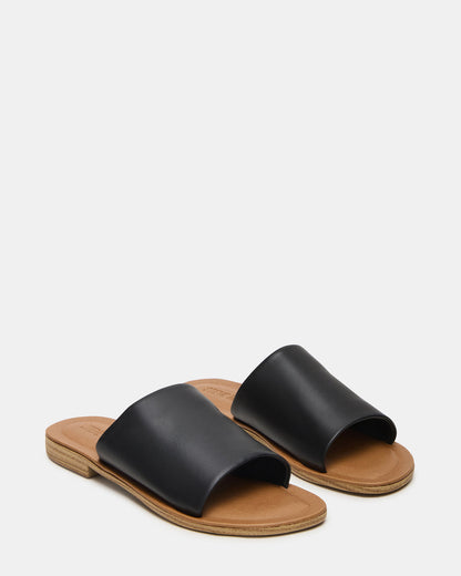 KIPP Black Leather Slide Women's Sandal - Steve Madden