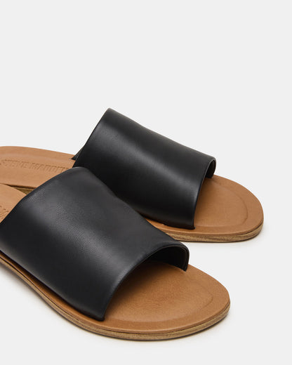 KIPP Black Leather Slide Women's Sandal - Steve Madden