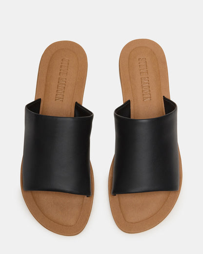 KIPP Black Leather Slide Women's Sandal - Steve Madden