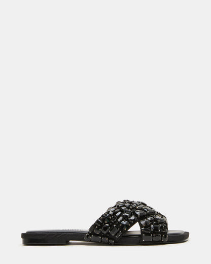 LEVITY Black Square-Toe Slide Women's Sandal - Steve Madden
