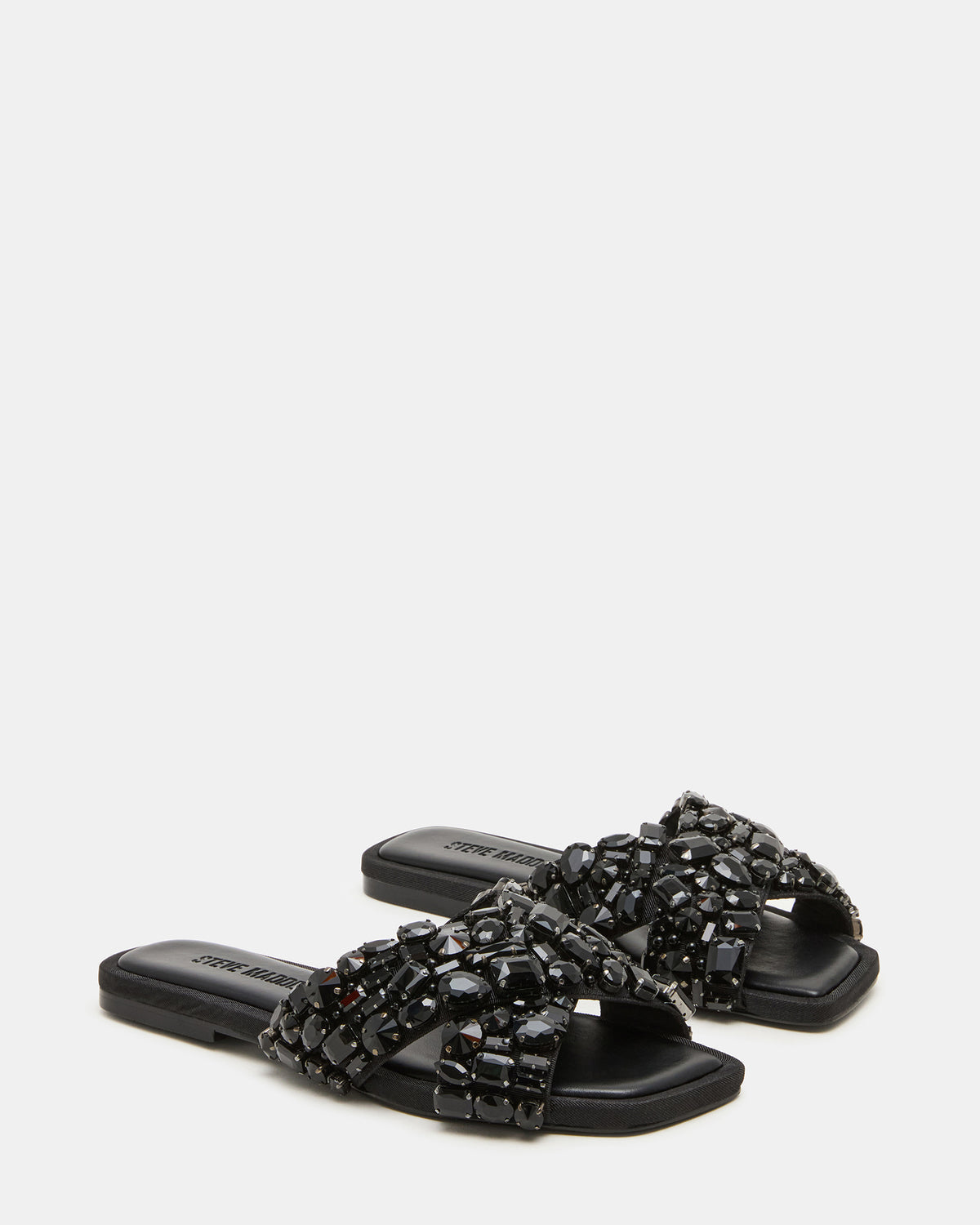 LEVITY Black Square-Toe Slide Women's Sandal - Steve Madden